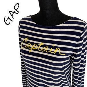 ☀️GAP Nautical Long-sleeve “Captain” tee, Size Small, Gently Worn